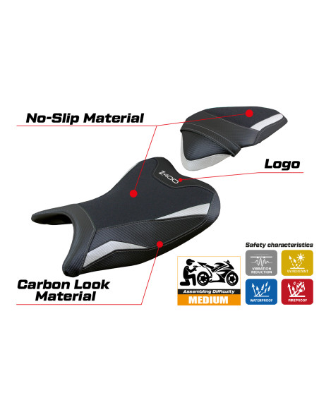 Funda de asiento compatible - Kawasaki Z 400 2018 - 2023 - mod Aragona Ultragrip