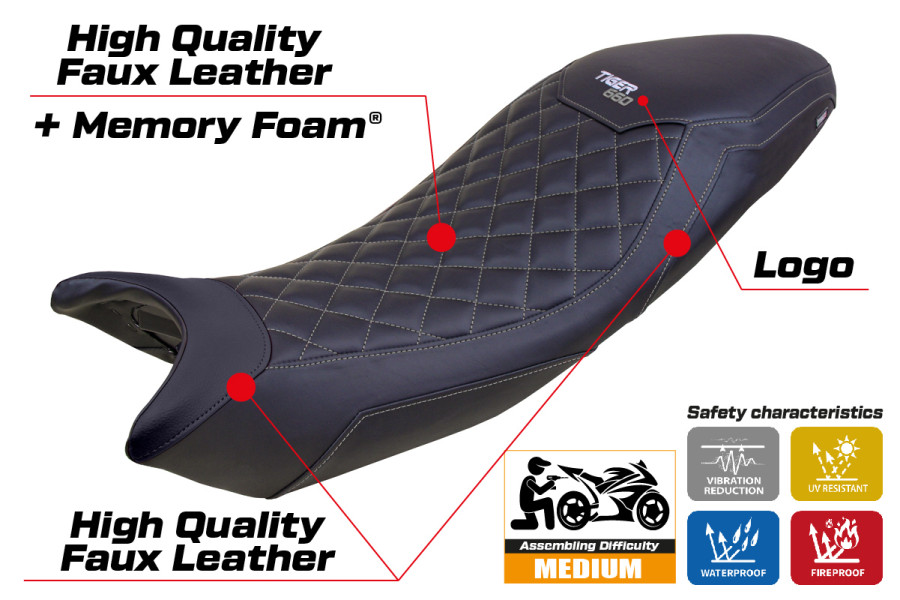 Housse de selle compatible - Triumph Tiger 660 2021-2026 - mod Derry Comfort System Special Edition