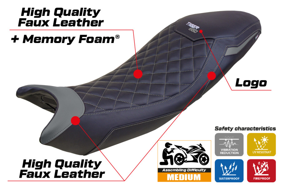 Rivestimento sella compatibile - Triumph Tiger 660 2021-2026 - mod Derry Comfort System Special Edition