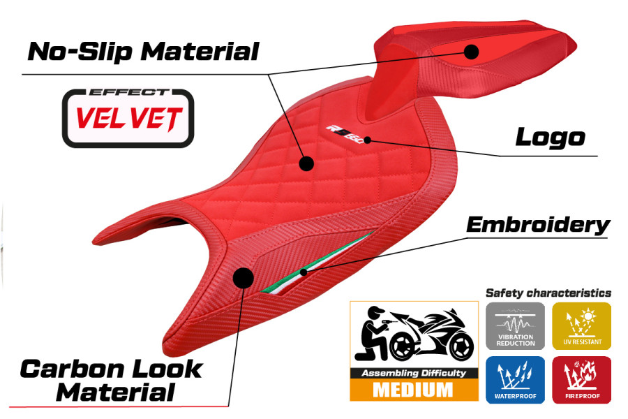 Rivestimento sella compatibile - Aprilia RS 660 2021-2026 - mod Mamba Velvet