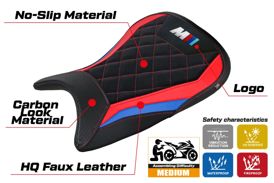 Rivestimento sella compatibile - BMW M 1000 RR 2021 - 2022 - mod Kiel Velvet