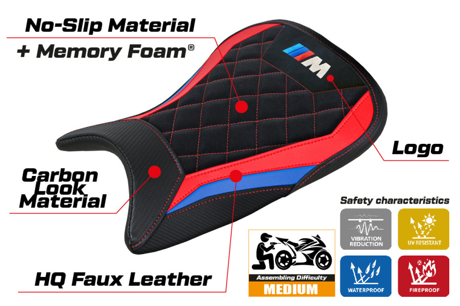 Funda de asiento compatible - BMW M 1000 RR 2021 - 2022 - mod Kiel Velvet Comfort System