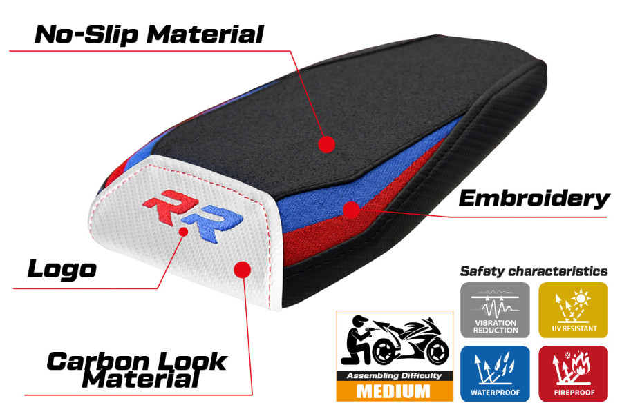 Housse de selle compatible - BMW M 1000 RR 2021 - 2022 - mod Dresda Ultragrip