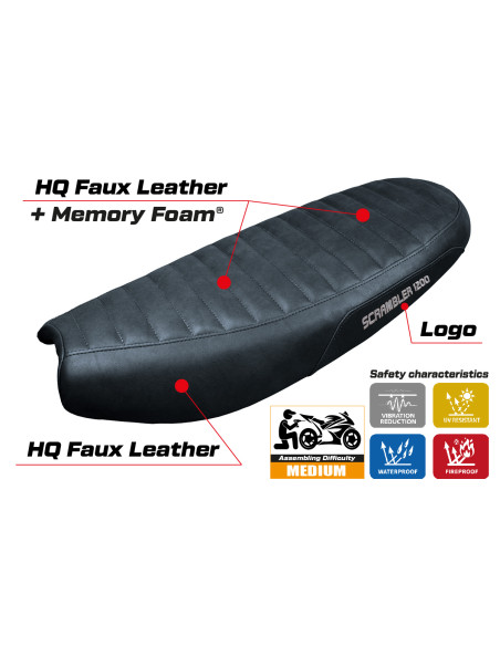 Housse de selle compatible - Triumph Scrambler 1200 2019-2025 - mod Hull Comfort System