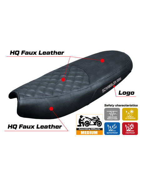 Housse de selle compatible - Triumph Scrambler 1200 2019-2025 - mod Watford