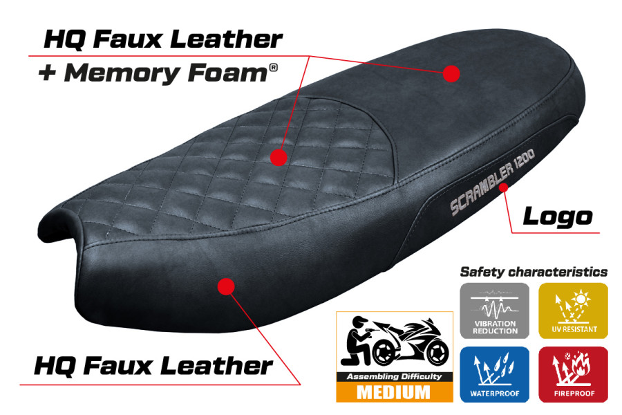 Housse de selle compatible - Triumph Scrambler 1200 2019-2026 - mod Watford Comfort System