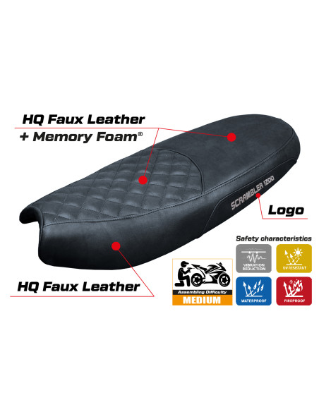 Housse de selle compatible - Triumph Scrambler 1200 2019-2025 - mod Watford Comfort System