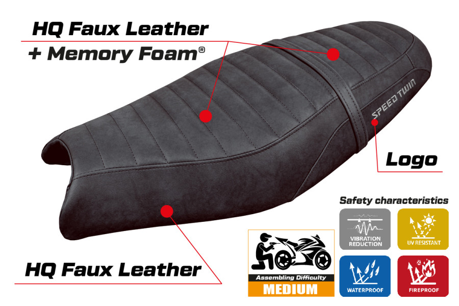 Housse de selle compatible - Triumph Speed Twin 900 2019-2026 - mod Enfield Comfort System