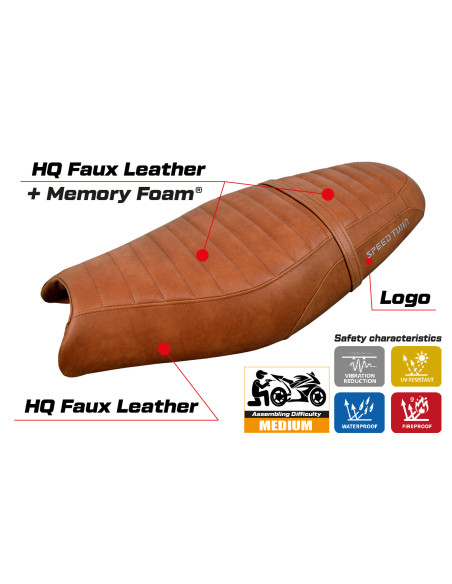 Housse de selle compatible - Triumph Speed Twin 900 2019-2025 - mod Enfield Comfort System