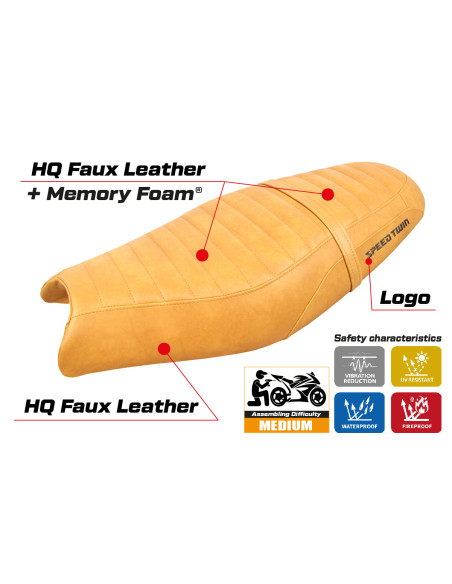 Housse de selle compatible - Triumph Speed Twin 900 2019-2025 - mod Enfield Comfort System