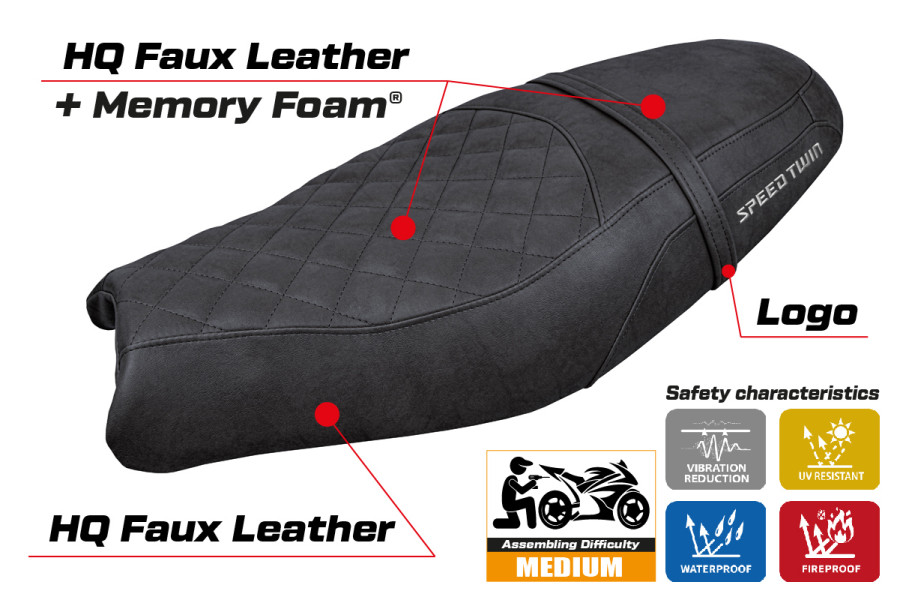 Rivestimento sella compatibile - Triumph Speed Twin 2019-2026 - mod Wembley Comfort System