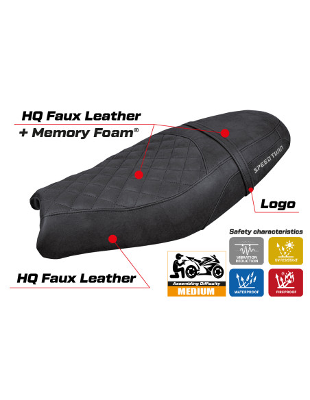 Housse de selle compatible - Triumph Speed Twin 2019-2025 - mod Wembley Comfort System
