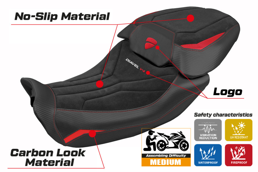 Seat cover compatible - Ducati Diavel V4 2023-2026 - mod Diablo Velvet