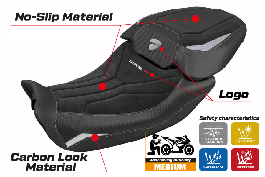 Rivestimento sella compatibile - Ducati Diavel V4 2023-2026 - mod Diablo Velvet
