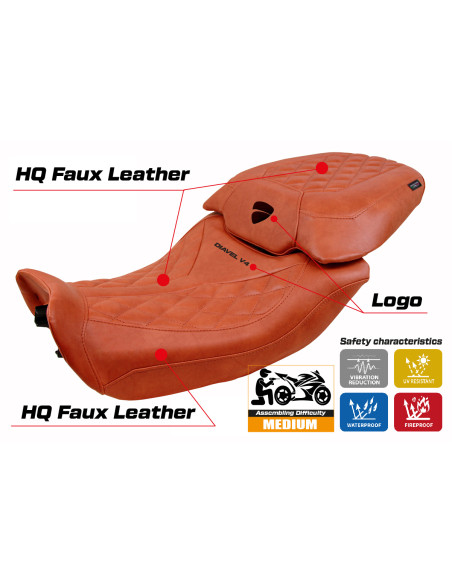 Funda de asiento compatible - Ducati Diavel V4 2023-2025 - mod Diablo Class