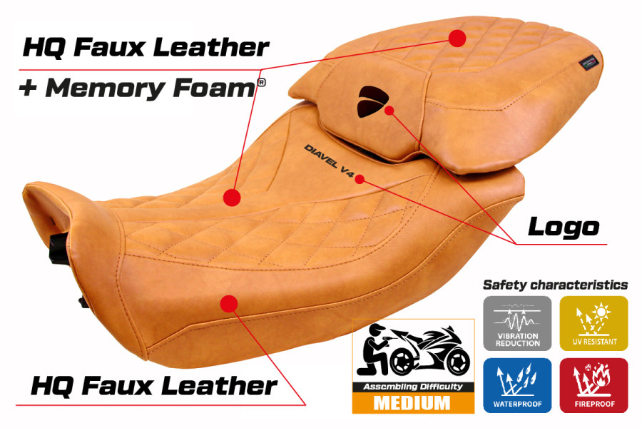 Housse de selle compatible - Ducati Diavel V4 2023-2026 - mod Diablo Class Comfort System