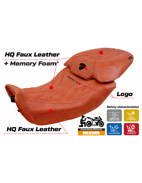 Funda de asiento compatible - Ducati Diavel V4 2023-2025 - mod Diablo Class Comfort System