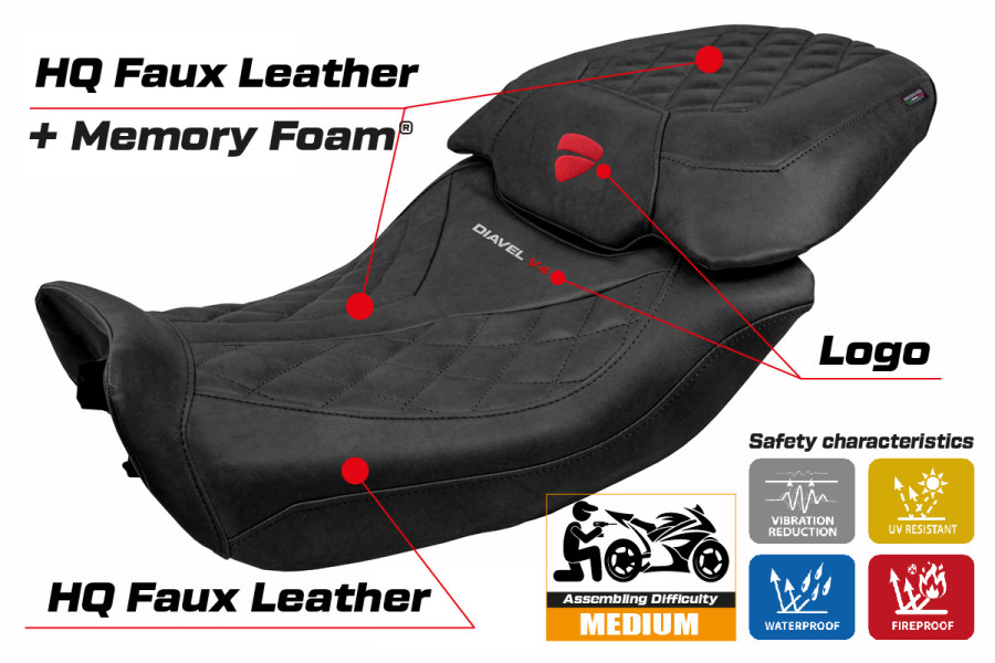 Housse de selle compatible - Ducati Diavel V4 2023-2026 - mod Diablo Class Comfort System