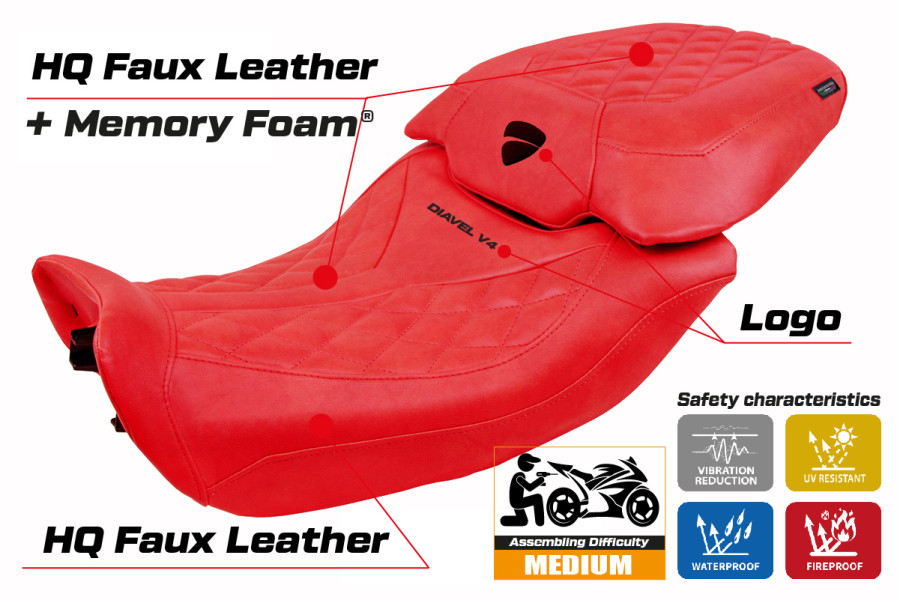 Housse de selle compatible - Ducati Diavel V4 2023-2026 - mod Diablo Class Comfort System