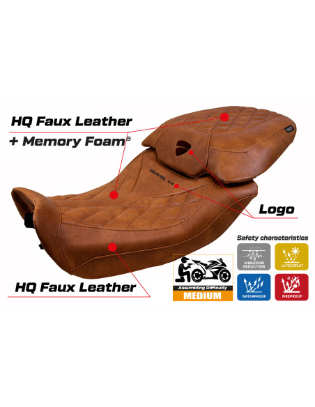 Seat cover compatible - Ducati Diavel V4 2023-2025 - mod Diablo Class Comfort System