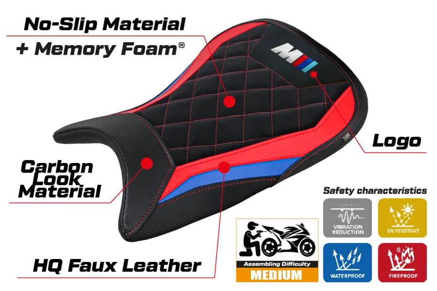 Rivestimento sella compatibile - BMW M 1000 R  2022-2026 - mod Letur Velvet Comfort System