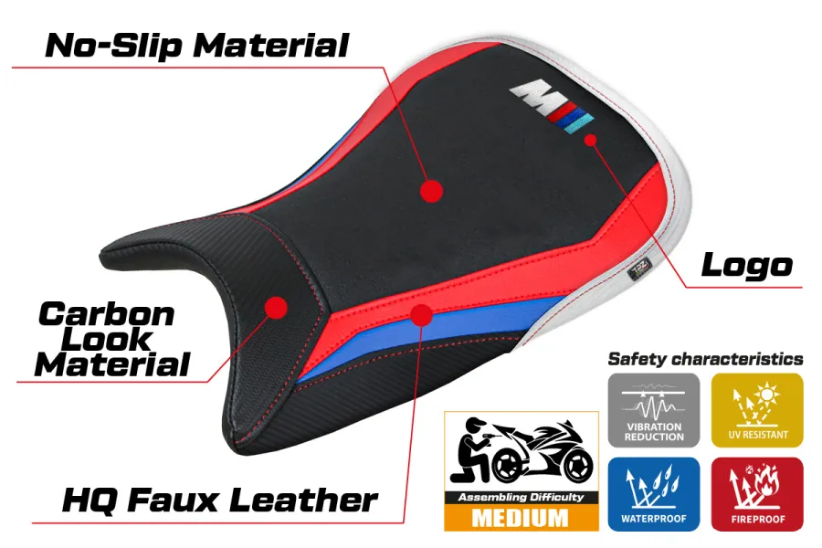 Rivestimento sella compatibile - BMW M 1000 R 2022-2026 - mod Nerja Ultragrip