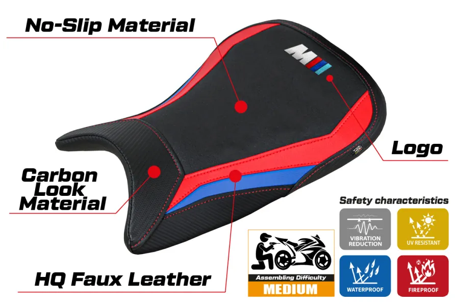 Housse de selle compatible - BMW M 1000 R 2022-2026 - mod Nerja Ultragrip