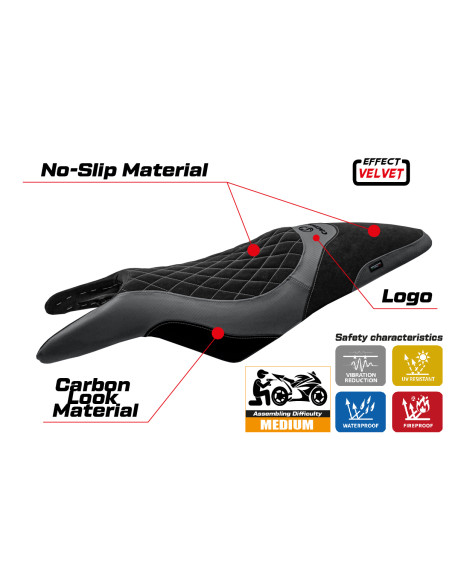 Housse de selle compatible - Cagiva Raptor 650-1000 2000 - 2007 - mod Eraclea