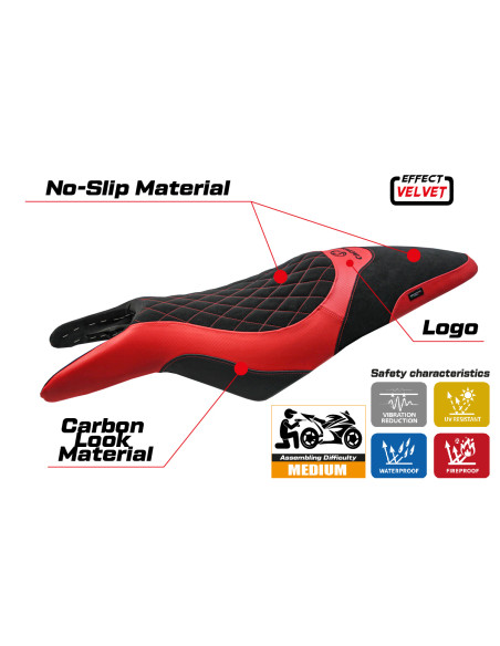 Housse de selle compatible - Cagiva Raptor 650-1000 2000 - 2007 - mod Eraclea