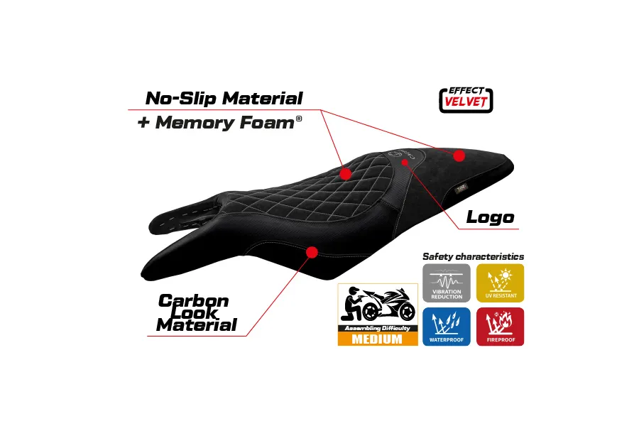 Funda de asiento compatible - Cagiva Raptor 650-1000 2000 - 2007 - mod Eraclea Comfort System