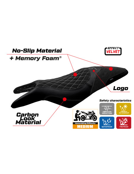 Funda de asiento compatible - Cagiva Raptor 650-1000 2000 - 2007 - mod Eraclea Comfort System