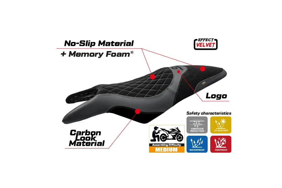 Rivestimento sella compatibile - Cagiva Raptor 650-1000 2000 - 2007 - mod Eraclea Comfort System