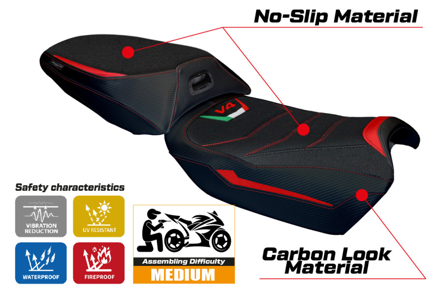 Seat cover compatible - Ducati Multistrada V4 Rally 2023-2026 - mod Jesi Ultragrip