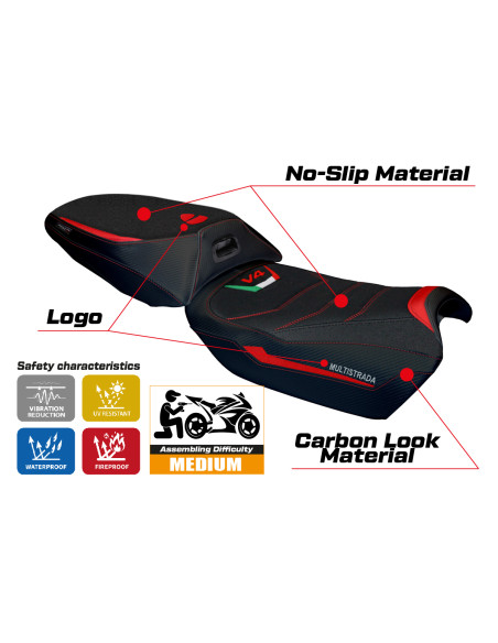 Rivestimento sella compatibile - Ducati Multistrada V4 Rally 2023-2025 - mod Jesi Ultragrip