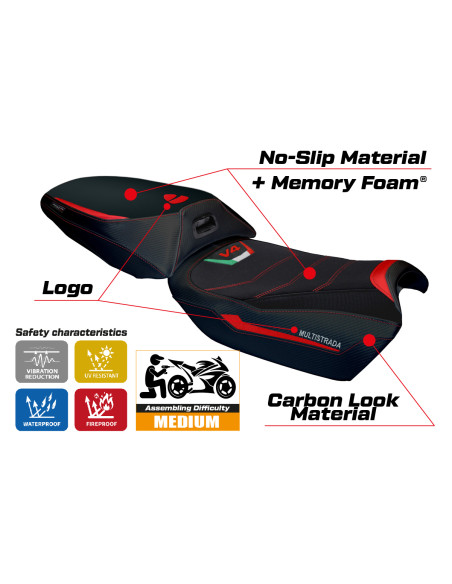 Funda de asiento compatible - Ducati Multistrada V4 Rally 2023-2025 - mod Jesi Comfort System