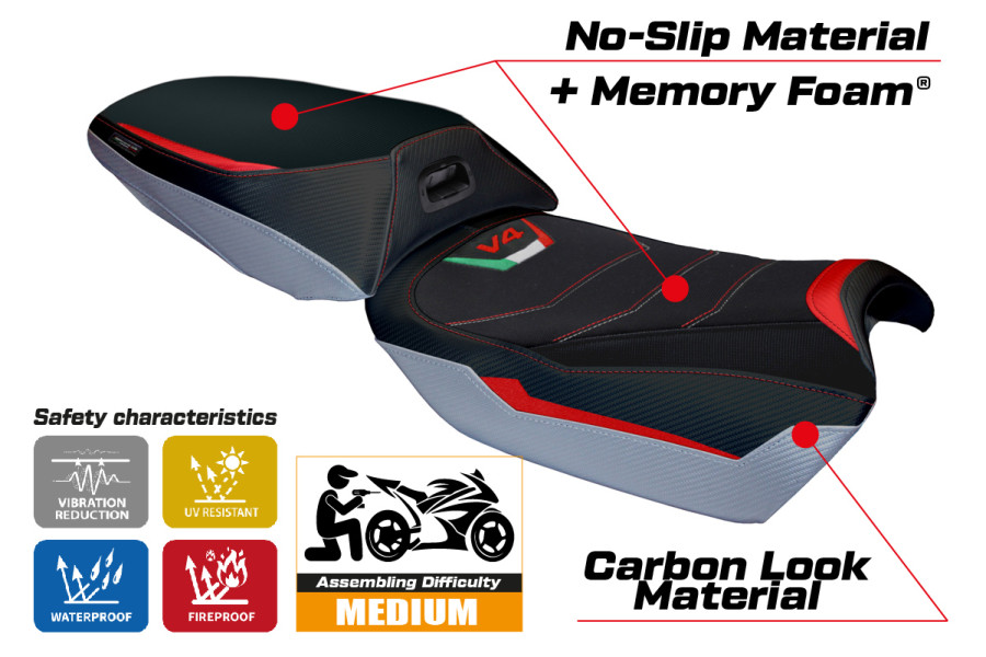 Funda de asiento compatible - Ducati Multistrada V4 Rally 2023-2026 - mod Jesi Comfort System