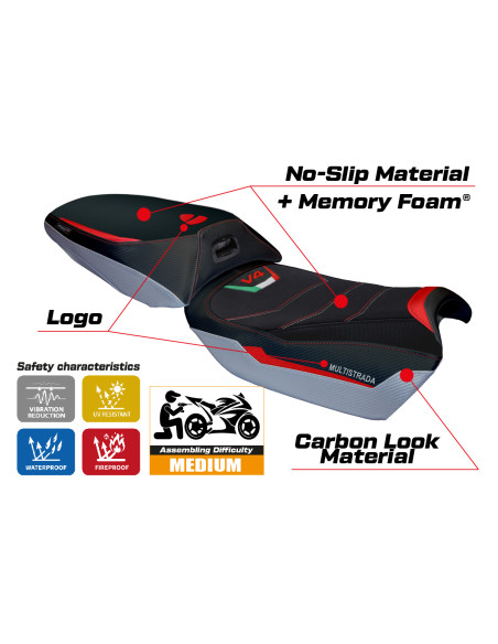 Seat cover compatible - Ducati Multistrada V4 Rally 2023-2025 - mod Jesi Comfort System