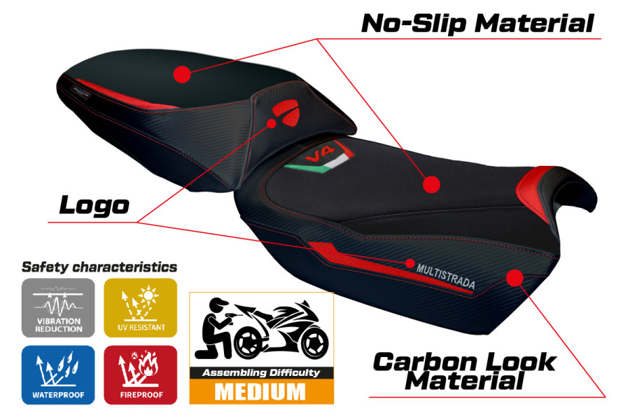 Housse de selle compatible - Ducati Multistrada V4 Rally 2023-2026 - mod Adria
