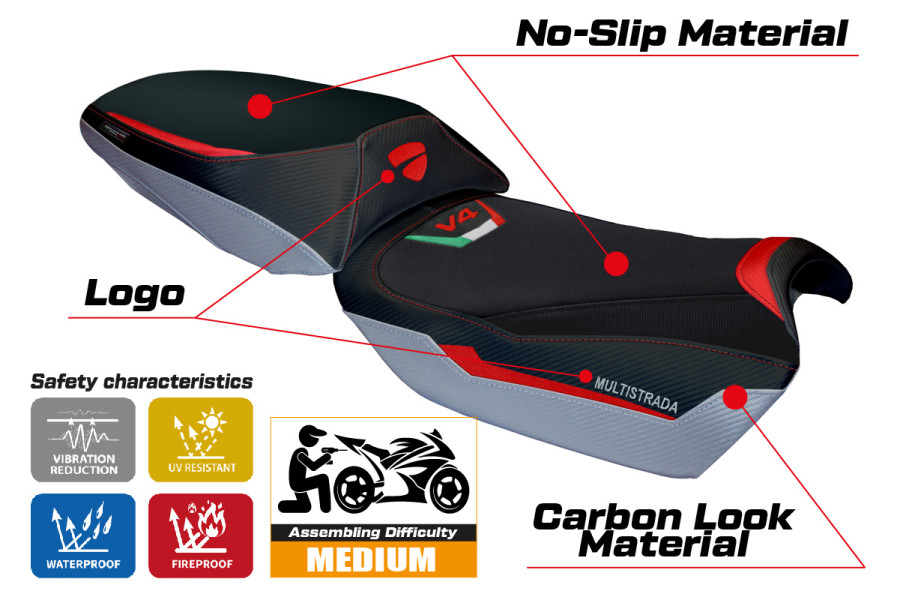 Sitzbezug kompatibel - Ducati Multistrada V4 Rally 2023-2026 - mod Adria