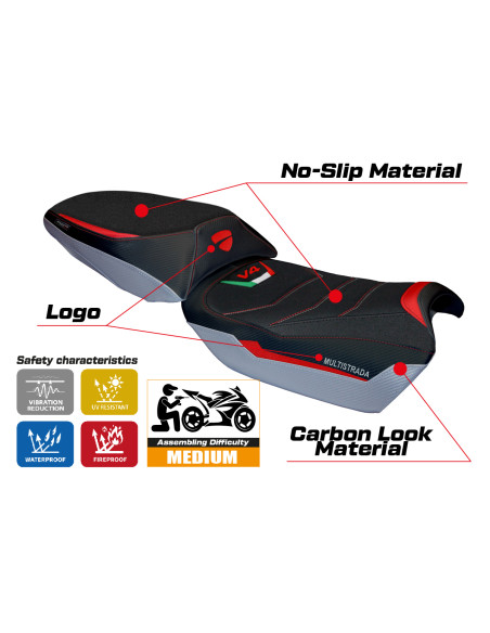 Rivestimento sella compatibile - Ducati Multistrada V4 Rally 2023-2025 - mod Adria Ultragrip
