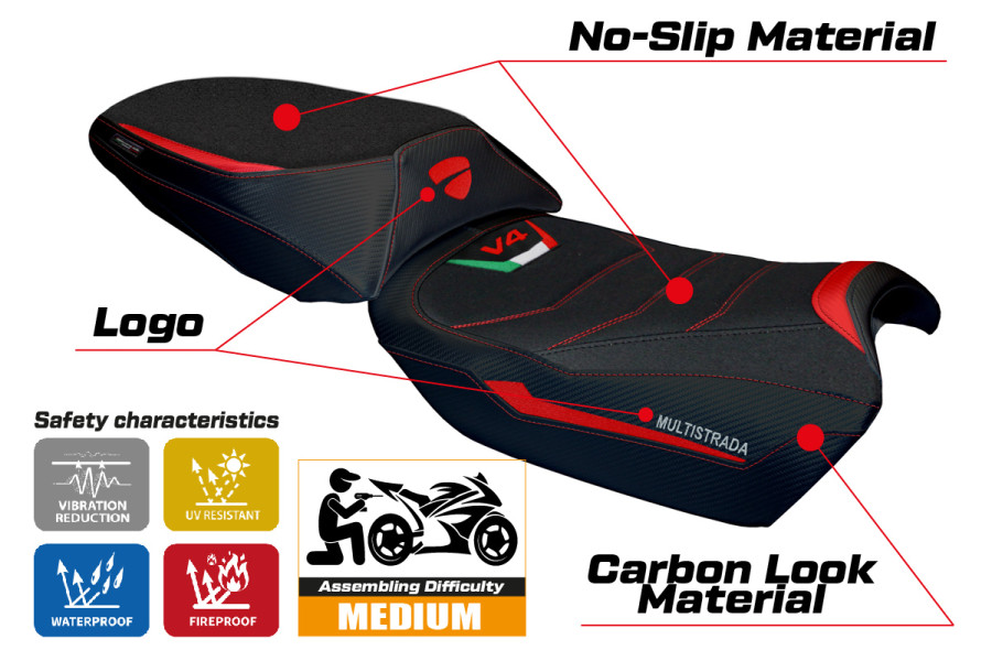 Seat cover compatible - Ducati Multistrada V4 Rally 2023-2026 - mod Adria Ultragrip