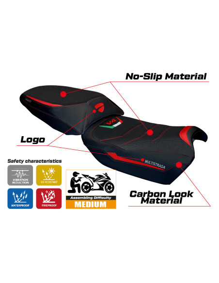 Rivestimento sella compatibile - Ducati Multistrada V4 Rally 2023-2025 - mod Adria Ultragrip