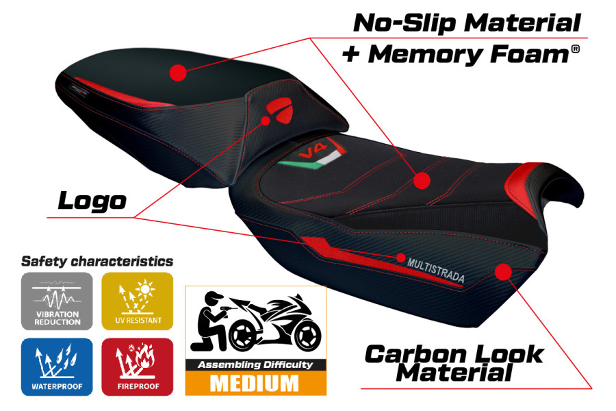 Seat cover compatible - Ducati Multistrada V4 Rally 2023-2026 - mod Adria Comfort System