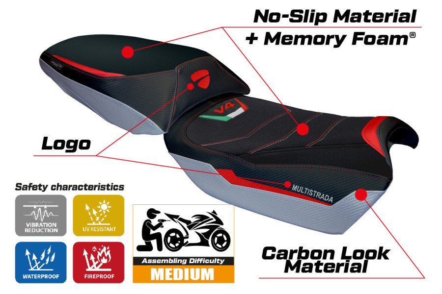 Housse de selle compatible - Ducati Multistrada V4 Rally 2023-2026 - mod Adria Comfort System