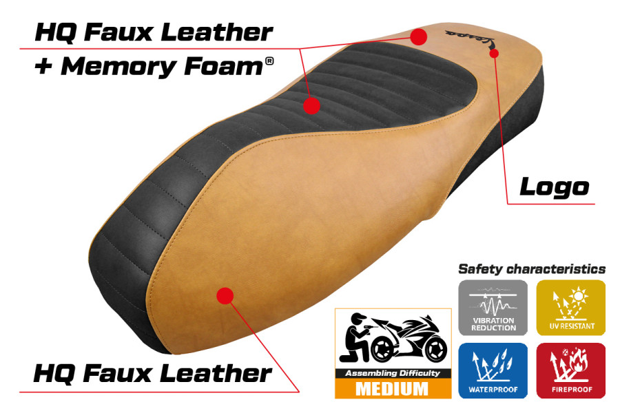 Housse de selle compatible - Vespa GTS 125/150/300 2009 - 2024 - mod Alicudi Comfort System