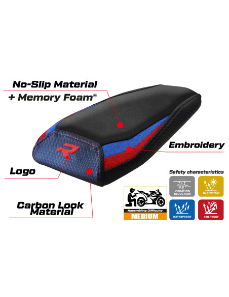 Housse de selle compatible - BMW M 1000 R 2022-2025 - mod Tayma Velvet Comfort System