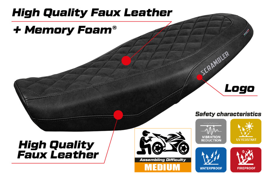 Rivestimento sella compatibile - Ducati Scrambler 800 2023-2026 - mod Venice Comfort System