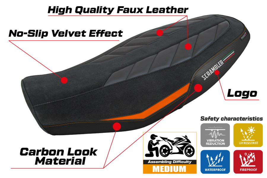 Rivestimento sella compatibile - Ducati Scrambler 800 2023-2026 - mod Rimini