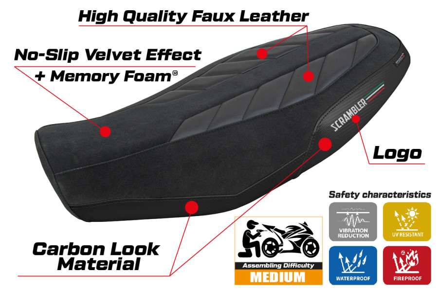 Housse de selle compatible - Ducati Scrambler 800 2023-2026 - mod Rimini Comfort System