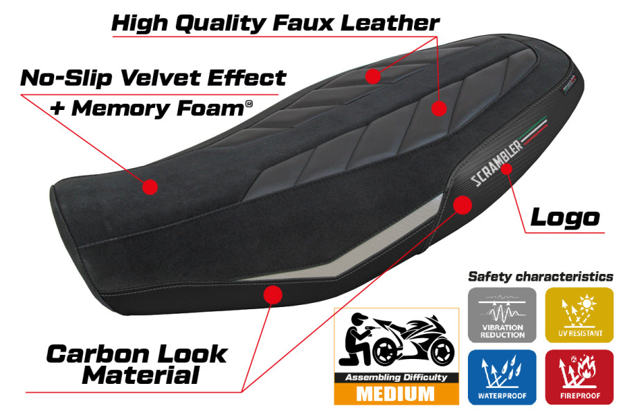 Rivestimento sella compatibile - Ducati Scrambler 800 2023-2026 - mod Rimini Comfort System